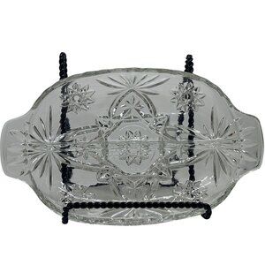 VTG Anchor Hocking EAPC Star oDavid Divided Relish Dish Clear Pressed Glass 10"